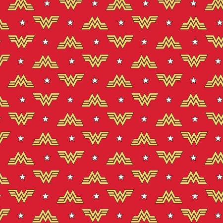 Wonder Woman WW84 Logo and Stars Fabric, Camelot