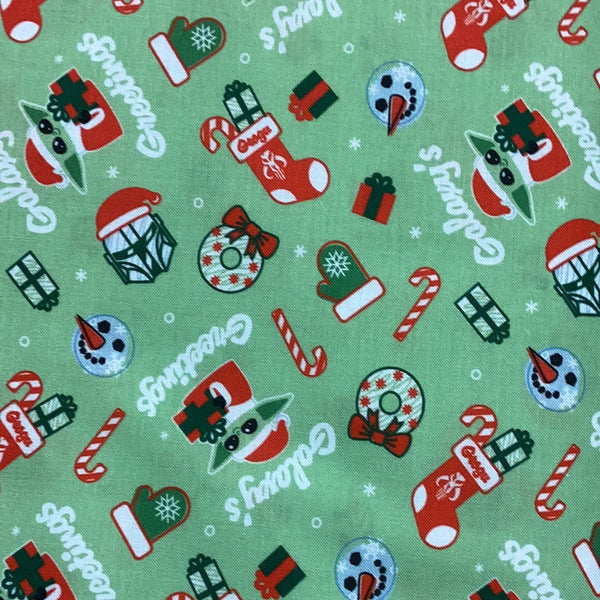 Star Wars Winter Holiday IV Galaxy Greetings Tossed Fabric, Camelo