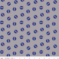 Outer Space by Nasa Logo Toss Gray Fabric , Riley Blake