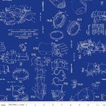 Outer Space by Nasa Spacesuit Patent Blue Fabric , Riley Blake