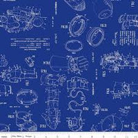 Outer Space by Nasa Spacesuit Patent Blue Fabric , Riley Blake