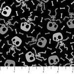 Bony Ghoultown Greetings Fabric Black, Northcott