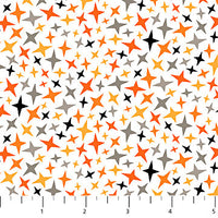 My Stars Ghoultown Greetings Fabric White, Northcott