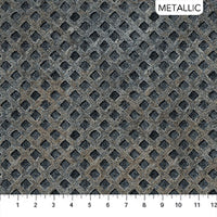 Heavy Metal Stonehenge Pewter Metal Grid Fabric, Northcott