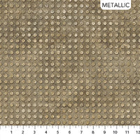 Heavy Metal Stonehenge Gold Metal Dots Fabric, Northcott