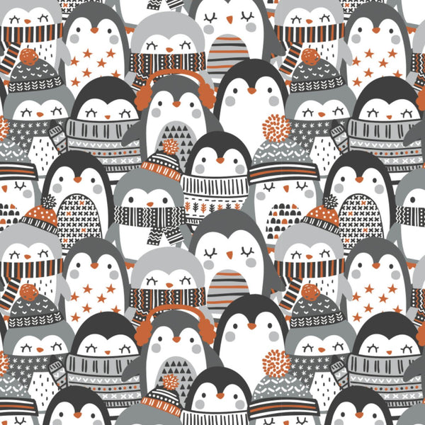 Cozy Penguin Stack Fabric, Camelot