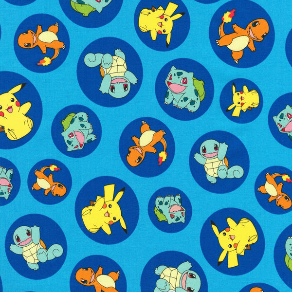 Pokemon Blue Circles Fabric, Robert Kaufman