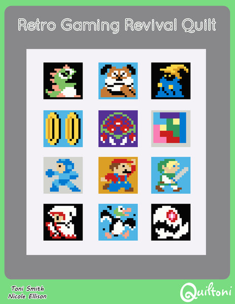 Retro Gaming Revival Quilt: A 12 Block Video Game Themed Quilt Pattern PDF