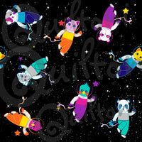 Group in Spaaace (6"x6" size) fabric from Animals in Spaaace Collection 60 inches WIDE!