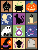 Pixelated Halloween Quilt a Long: A 12 Block Halloween Themed Quilt Pattern PDF