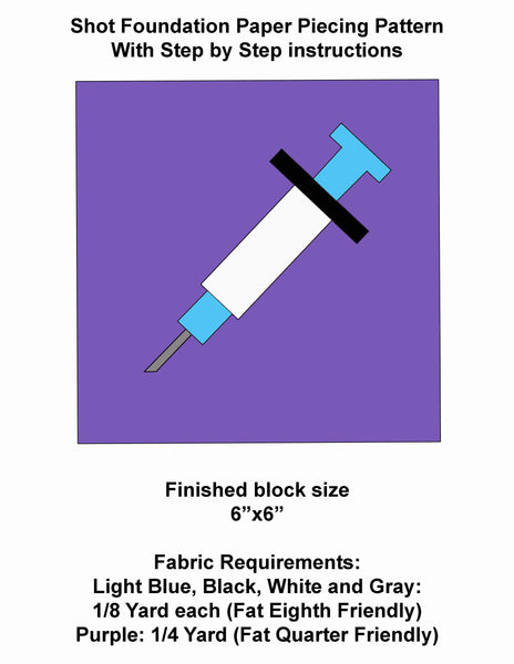 Syringe (Shot) Foundation Paper Piecing Pattern PDF