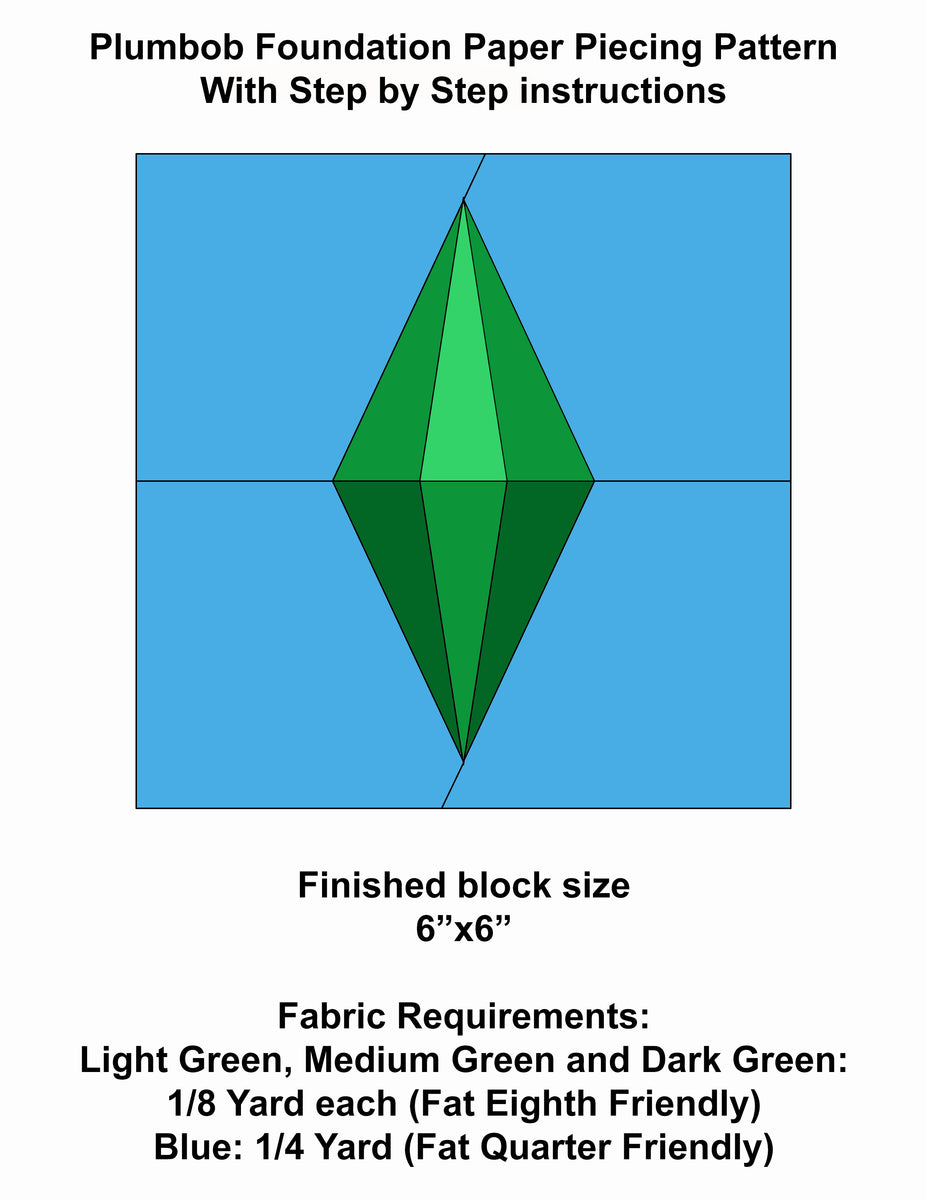 Sims Template.pdf Sims Plumbob Foundation Paper Piecing Pattern (FREE) PDF – Quiltoni