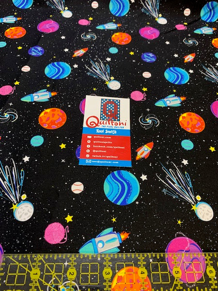 Planets in Spaaace fabric from Animals in Spaaace Collection 60 inches WIDE!